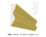 Ancadrament decorativ pentru fatada D005 din polistiren expandat laminat cu rasina, dimensiune 40x130mm, lungime 2m.
