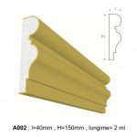 Ancadrament decorativ pentru fatada D002 din polistiren expandat laminat cu rasina, dimensiune 40x150mm, lungime 2m