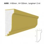 Ancadrament decorativ pentru fatada D008 din polistiren expandat laminat cu rasina, dimensiune 50x120mm, lungime 2m.