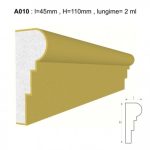 Ancadrament decorativ pentru fatada D010 din polistiren expandat laminat cu rasina, dimensiune 45x110mm, lungime 2m.