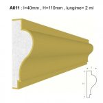 Ancadrament decorativ pentru fatada D011 din polistiren expandat laminat cu rasina, dimensiune 40x110mm, lungime 2m.