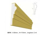 Ancadrament decorativ pentru fatada D014 din polistiren expandat laminat cu rasina, dimensiune 30x115mm, lungime 2m.