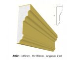 Ancadrament decorativ pentru fatada D022 din polistiren expandat laminat cu rasina, dimensiune 45x130mm, lungime 2m.